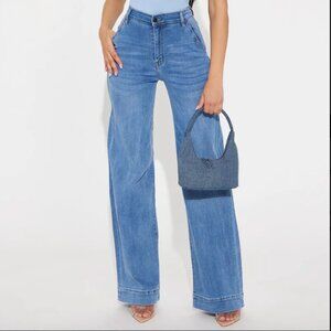 Bright Blue Straight Jeans High Stretch NWT Fashion Nova Size 1